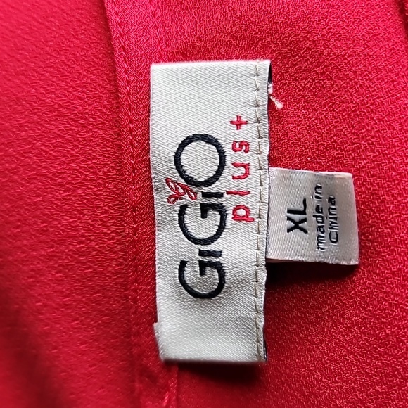 GiGiO plus XL womens red blouse shear large flutter sleeve back keyhole - Picture 4 of 13